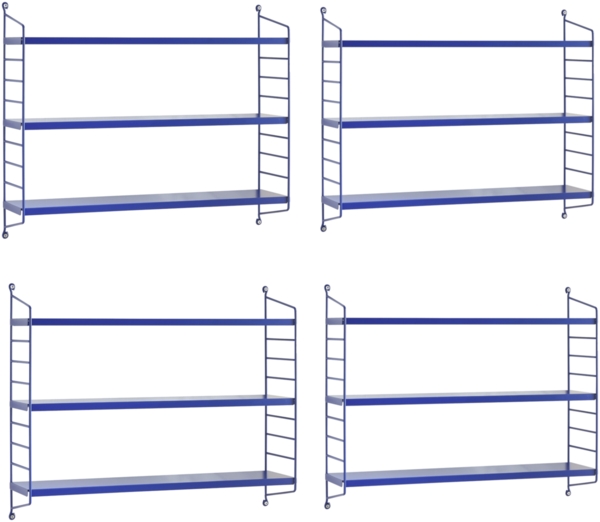 en.casa 'Strängnäs' Modulares Wandregal, 4 Stück, Stahl, Blau, 50 x 60 x 15 cm