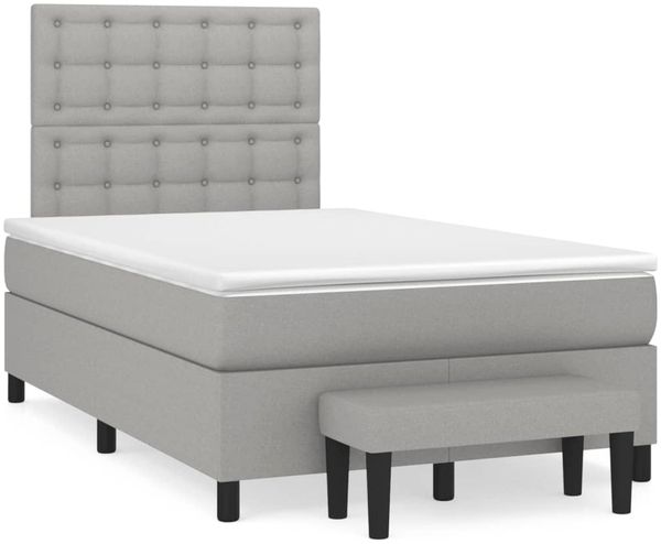vidaXL Boxspringbett mit Matratze Hellgrau 120x190 cm Stoff 3270383
