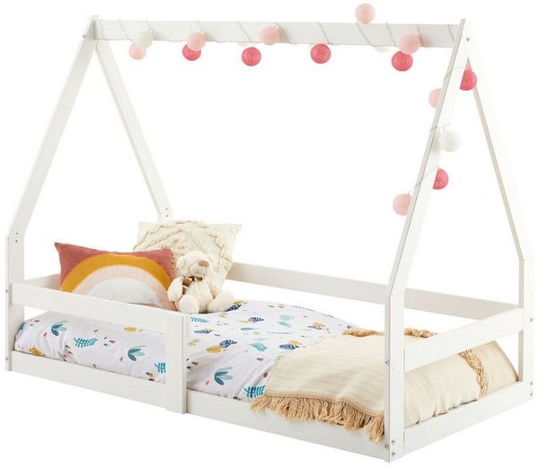 IDIMEX Kinderbett LUSIA, Hausbett Kinder Bodenbett Kinderbett Kiefer-Massivholz 80x160 cm