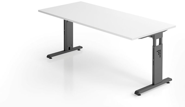 Schreibtisch OS19 C-Fuß 180x80cm Weiß Gestellfarbe: Silber