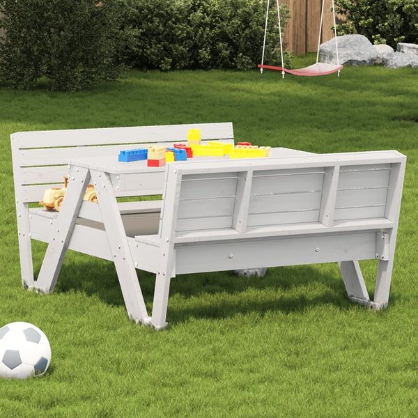 Gartentische, Picknicktisch für Kinder Weiß 88 x 122 x 58 cm Massivholz Kiefer