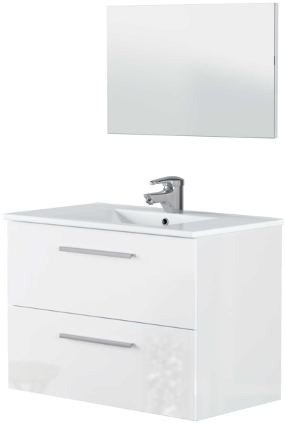 Badezimmer-Set >ARUBA< in weiß glänzend/Weiß lackiert - 80x57x45 (BxHxT) Bild 5