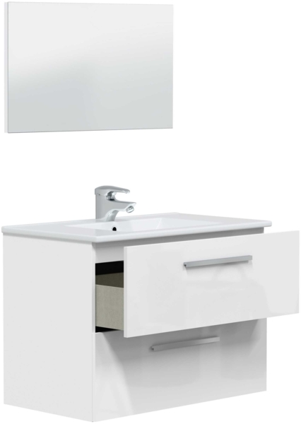 Badezimmer-Set >ARUBA< in weiß glänzend/Weiß lackiert - 80x57x45 (BxHxT) Bild 7