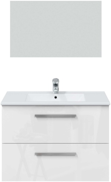 Badezimmer-Set >ARUBA< in weiß glänzend/Weiß lackiert - 80x57x45 (BxHxT) Bild 4