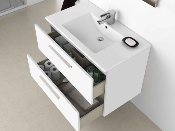 Badezimmer-Set >ARUBA< in weiß glänzend/Weiß lackiert - 80x57x45 (BxHxT) Bild 3