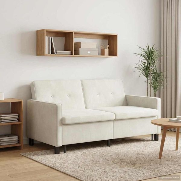 vidaXL Schlafsofa Creme Stoff 42033360