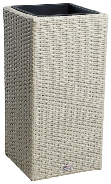 Polyrattan Blumenkübel Pflanzkübel 60 cm Rattan Blumentopf Übertopf Topf Beige