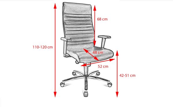 KAWOLA Bürostuhl ALEXIS Schreibtischstuhl Leder schwarz 110 x 72 x 72 cm Bild 10