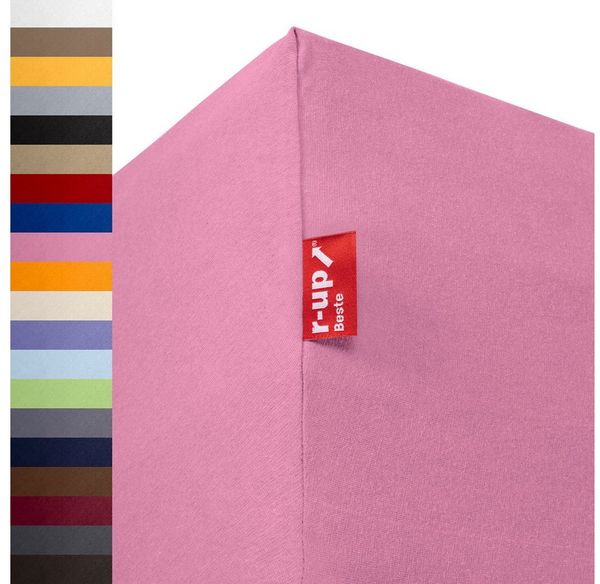 r-up Beste Spannbettlaken 90x200-100x220 bis 35cm Höhe rosa 95% Baumwolle / 5% Elastan 230g/m²