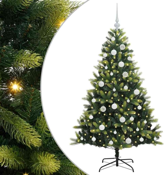 vidaXL Künstlicher geflammter Weihnachtsbaum 150 LEDs Grün 150 cm 3395985