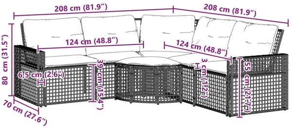 vidaXL Gartensofa in L-Form mit Kissen und Fußbank Hellgrau Polyrattan 365898 Bild 8