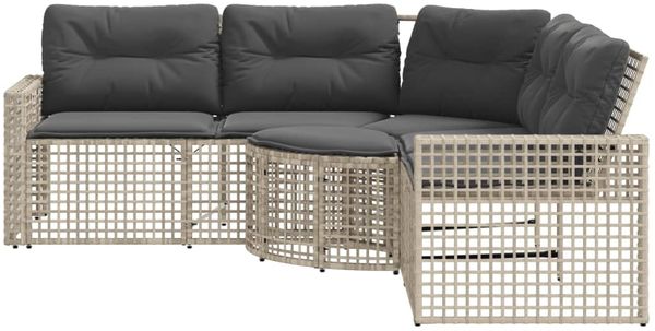 vidaXL Gartensofa in L-Form mit Kissen und Fußbank Hellgrau Polyrattan 365898 Bild 3