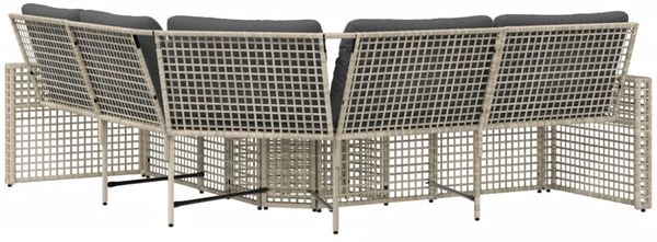 vidaXL Gartensofa in L-Form mit Kissen und Fußbank Hellgrau Polyrattan 365898 Bild 4