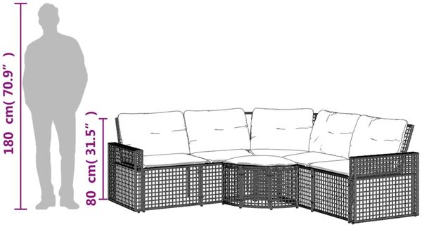 vidaXL Gartensofa in L-Form mit Kissen und Fußbank Hellgrau Polyrattan 365898 Bild 9