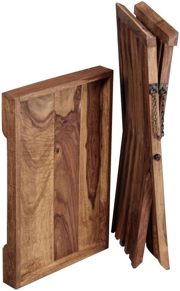 Kadima Design Massiver Sheesham-Holz Klapptisch, vielseitig einsetzbar, abnehmbares Tablett, ideal als Serviertablett. 60x40x57 cm Bild 8