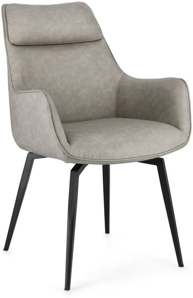Esszimmerstuhl Lawrence mit Armlehne, Kunstleder und Metall, modern, taupe, gepolstert, bequem für Dein Esszimmer