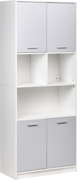Bücherregal mit 4 Türen ZEHNA Grau Weiß