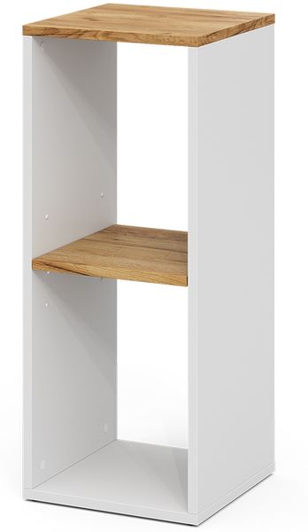 Bücherregal Tomy Weiß/Goldkraft Eiche 30 x 74 cm mit 2 offenen Fächern Vicco