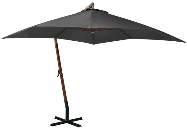 Sonnenschirm, Ampelschirm, Gartenschirm mit Mast Anthrazit 3x3 m Massivholz Tanne