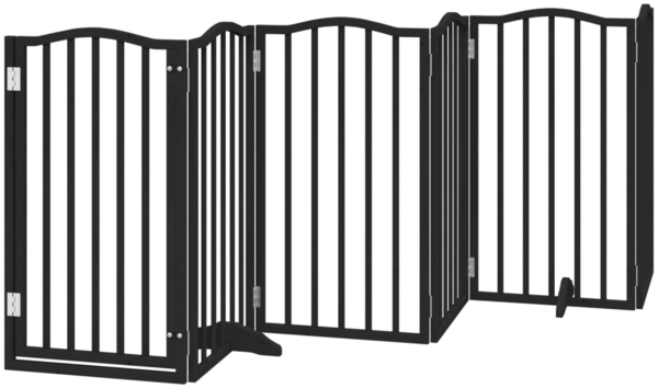 vidaXL 6-tlg. Hundetor mit Tür Faltbar Schwarz 300 cm Pappelholz 352223