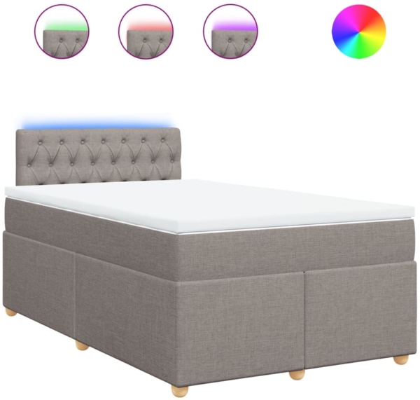 vidaXL Boxspringbett mit Matratze Taupe 120x190 cm Stoff 3288930