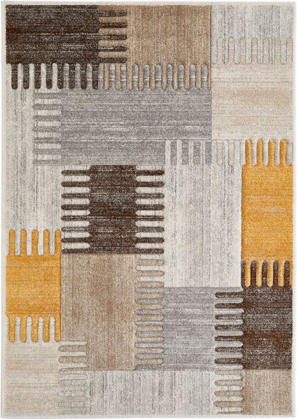 LUXOR living Teppich Toronto, rechteckig, Höhe: 12 mm, Kurzflor, modernes Patchwork-Design, Hoch-Tief Struktur, Wohnzimmer