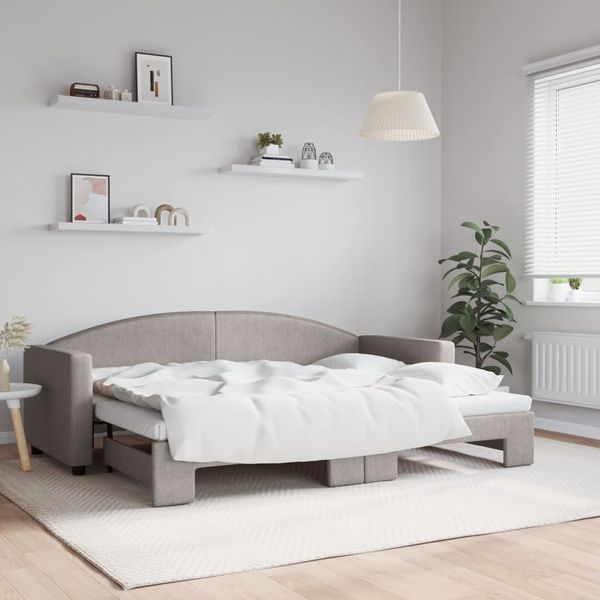 vidaXL Tagesbett Ausziehbar Taupe 80x200 cm Stoff 3197186