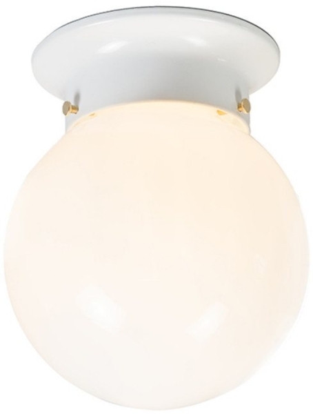 Qazqa Deckenleuchte Scoop, ohne Leuchtmittel, E27, Weiß, Retro, Glas, 1-flammig