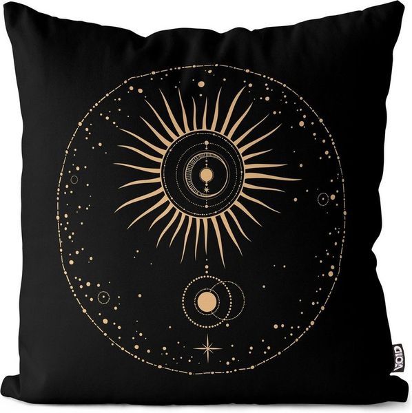 VOID Kissenbezug, (1 Stück), Sonne Mond Sterne Gold astrologie astronomie horoskop tierkreis himml