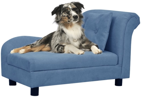 vidaXL Hundesofa mit Kissen Blau 83x44x44 cm Plüsch 171104