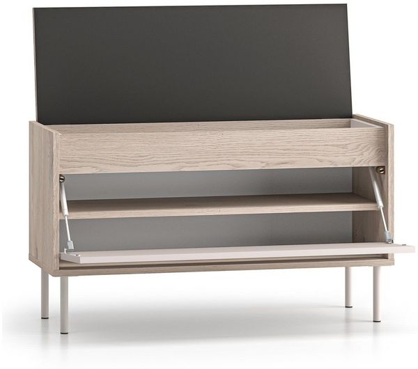 Lomadox Schuhbank VITTORIA-131, in Kaschmir mit Eiche, 90 cm breit, mit Sitzpolster