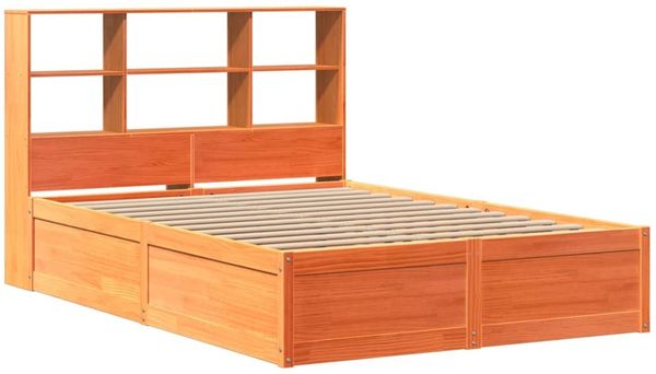 vidaXL Massivholzbett ohne Matratze Wachsbraun 140x190 cm Kiefernholz 3323469 Bild 3