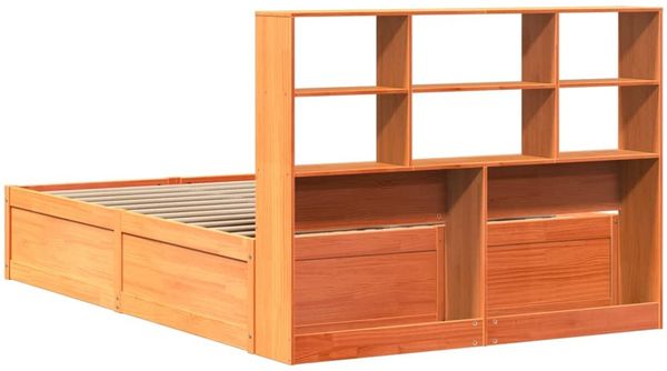 vidaXL Massivholzbett ohne Matratze Wachsbraun 140x190 cm Kiefernholz 3323469 Bild 7