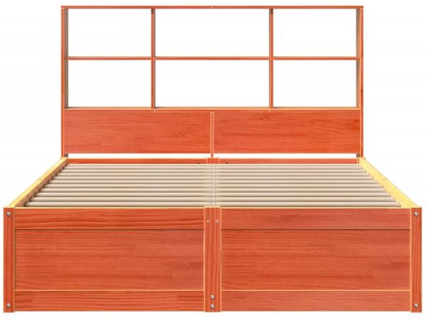 vidaXL Massivholzbett ohne Matratze Wachsbraun 140x190 cm Kiefernholz 3323469 Bild 4