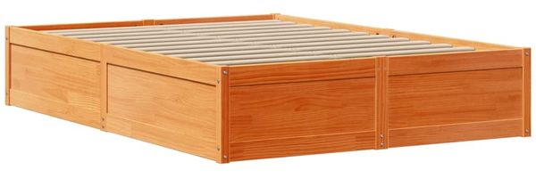 vidaXL Massivholzbett ohne Matratze Wachsbraun 140x190 cm Kiefernholz 3323469 Bild 5