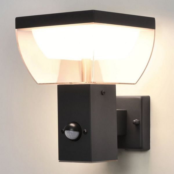 Maxkomfort LED Außen-Wandleuchte mit/ohne Bewegungsmelder - 10W Warmweiß 3000K, IP44 Wetterfest, mit Bewegungsmelder, LED fest integriert, Zeit-& Dämmerungseinstellung, 1200lm, Moderne Wandleuchte Außen