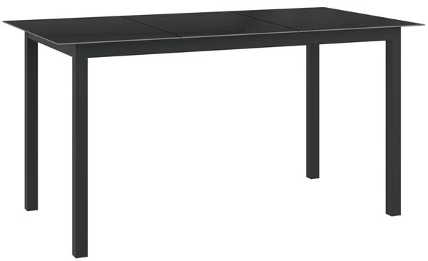 Gartentisch, Beistelltisch, Balkontisch Schwarz 150x90x74 cm Aluminium und Glas