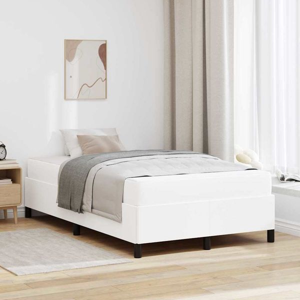 vidaXL Bettrahmen mit Matratze Weiß 120 x 200 cm Stoff 3398995