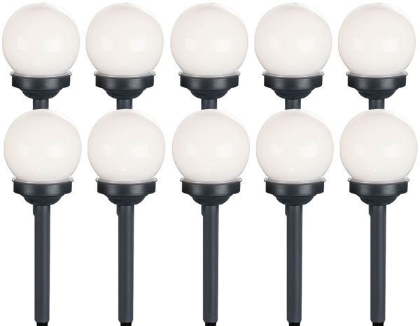 10er Set LED Solarkugel weiß, Erdspieß, DxH 10x38 cm