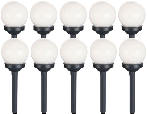 10er Set LED Solarkugel weiß, Erdspieß, DxH 10x38 cm