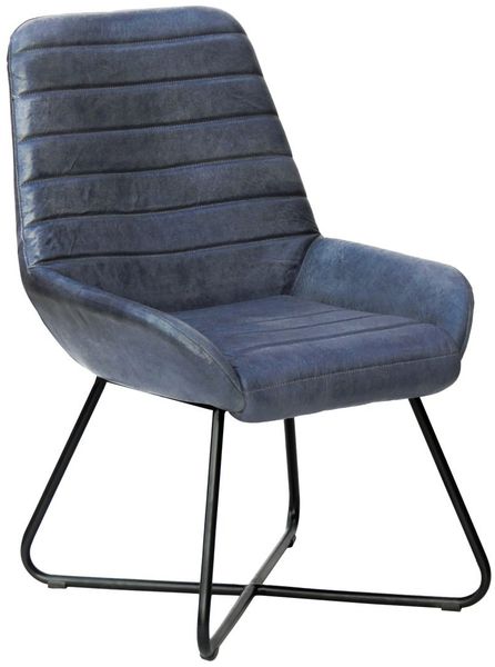 Stuhl Echtleder 59x68x93 blau IRON LABEL #15