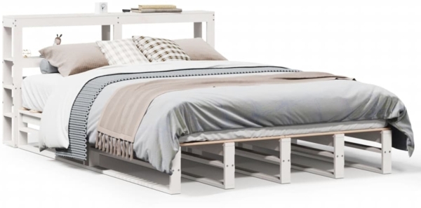 vidaXL Massivholzbett ohne Matratze Weiß 120x190 cm Kiefernholz 3306517