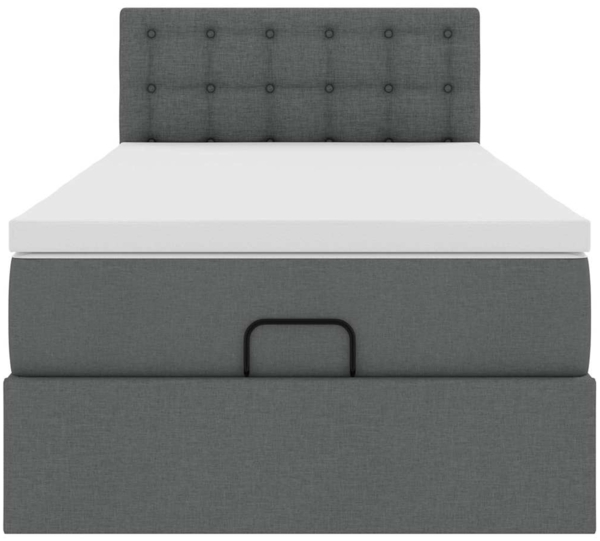 vidaXL Ottoman-Bett mit Matratze & LEDs Dunkelgrau 100x200 cm Stoff 3312451 Bild 7