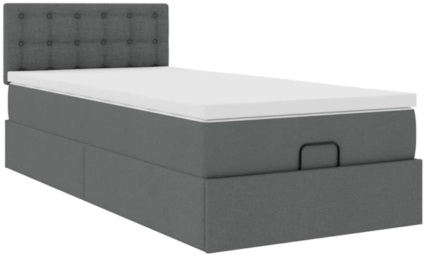 vidaXL Ottoman-Bett mit Matratze & LEDs Dunkelgrau 100x200 cm Stoff 3312451 Bild 6