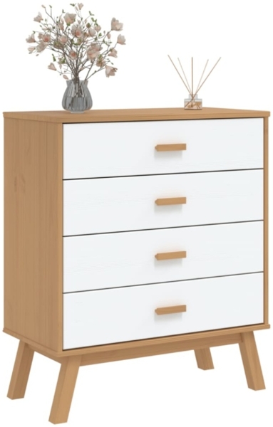 vidaXL Schubladenschrank OLDEN Weiß und Braun Massivholz Kiefer 358590