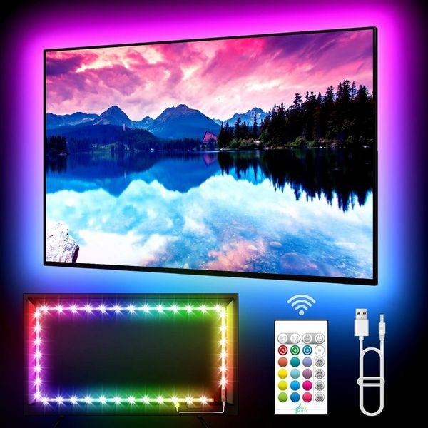 Lapalife LED-Streifen USB TV-Hintergrundbeleuchtung mit Musik Sync, RGB LED TV Lichter, Mit Fernbedienung, Bluetooth App, für HDTV & Zimmer