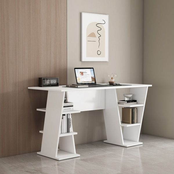 OTTO home Schreibtisch Ezzell, Regalschreibtisch mit Ablagen, modernes Design, Breite 137 cm