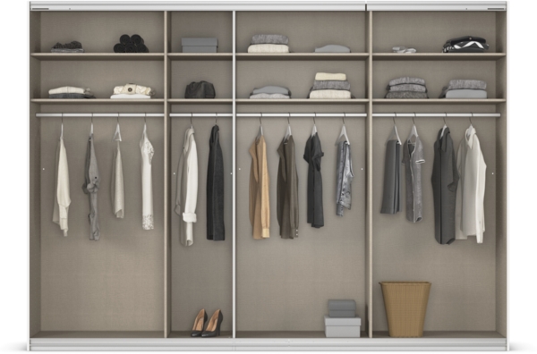 rauch Quadra, Kleiderschrank, Schiebetürenschrank, 3-türig, mit Spiegel, mit 4 Kleiderstangen und 8 Einlegeböden, Farbe Eiche Artisan, BxHxT 315x229x62cm Bild 5