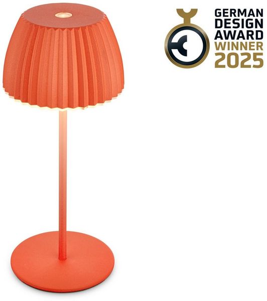 BRILONER - Riffle Mini LED Tischlampe kabellos IP44 mit Lichtkante, 8,5x20 cm, Touchdimmer, Akku tauschbar, Nachttischlampe, LED Lampe, Akku Lampe, German Design Award Winner 2025, Orange