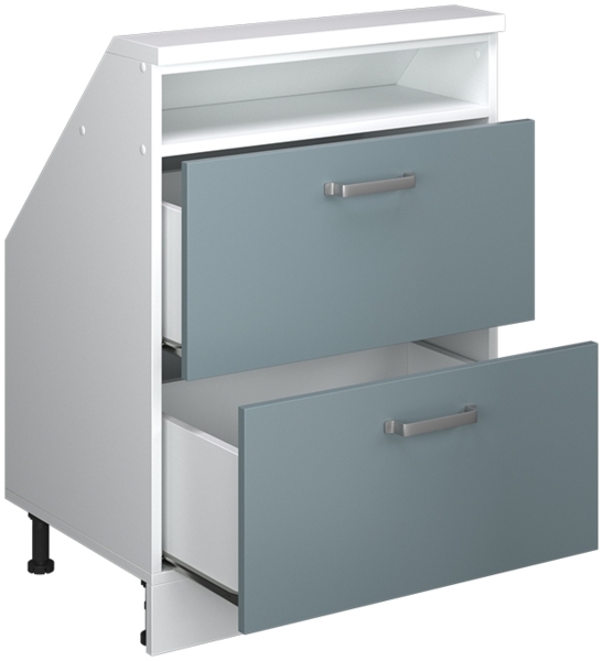 Küchenschrank für Dachschrägen R-Line Blau-Grau 60 cm mit 2 Schubladen Vicco Bild 4